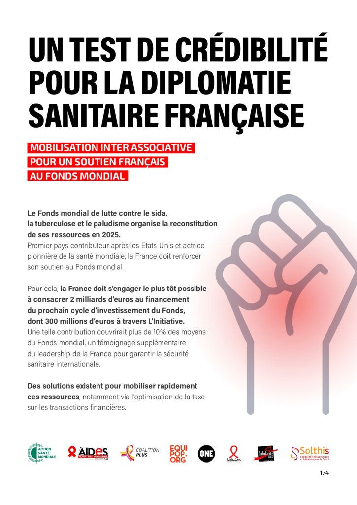 Mobilisation inter associative pour un soutien français au fonds mondial.