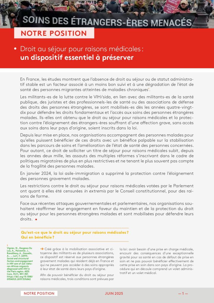 Droit au séjour pour raisons médicales : un dispositif essentiel à préserver.