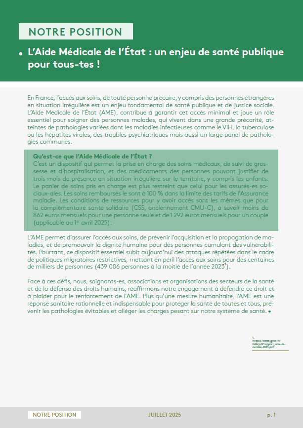 L'Aide Médicale de l'État : un enjeu de santé publique pour tous-tes !